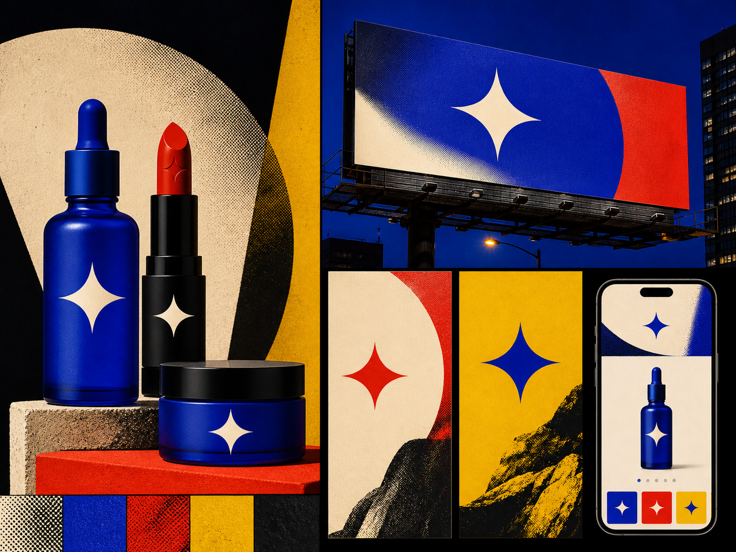 Vela Skin concept campaign: billboard, product launch posts and mobile ecommerce experience